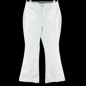 Sonoma Women's Flare Leg Ivory/Ecru Pants Size 16 Stretch High Rise NWT